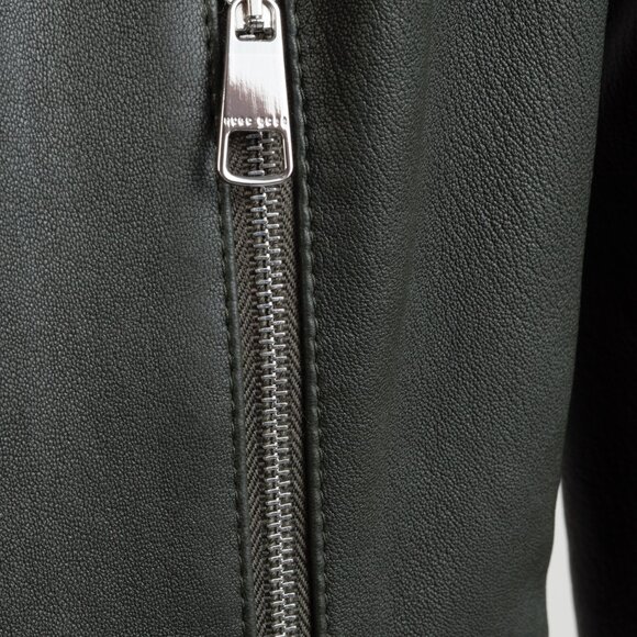 Hugo Boss Grey Green Leather Moto Jacket - Picture 7 of 13